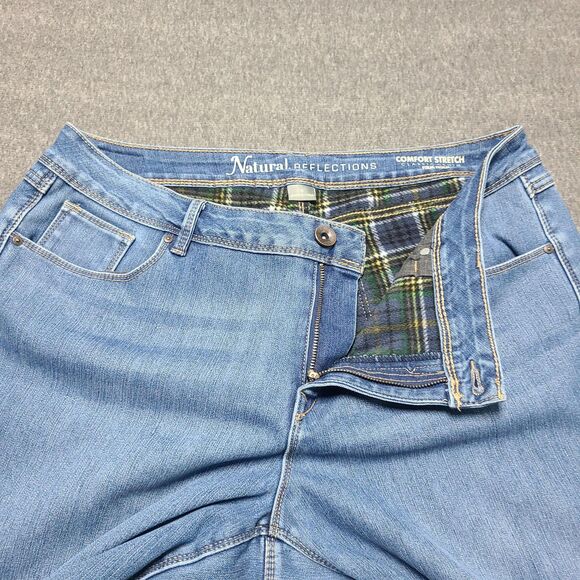 Natural Reflections Jeans Womens 16 Blue Comfort Stretch Flannel Lined Straight - Picture 5 of 11